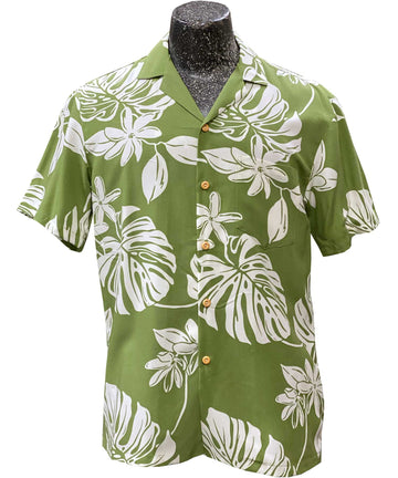 Uni Tiare Fest Green   Aloha Shirt Short Sleeve Shirt Vacation Hawaiian Outdoor Vacation