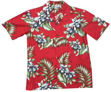 Uni Triple Orchid Red   Aloha Shirt Short Sleeve Shirt Vacation Hawaiian Outdoor Vacation