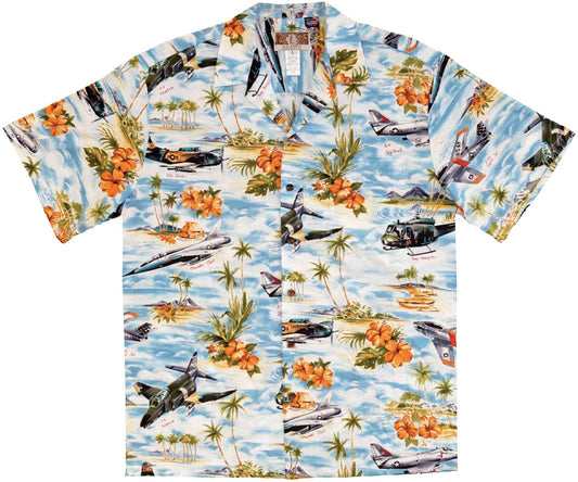 Uni Aloha Airstrike Classics Blue   Aloha Shirt Short Sleeve Shirt Vacation Hawaiian Outdoor Vacation