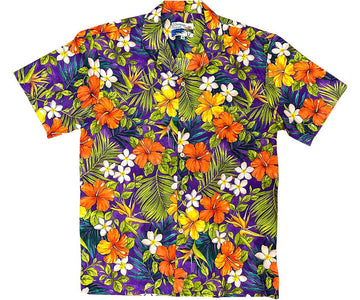 Uni Tropical Garden Purple   Aloha Shirt Short Sleeve Shirt Vacation Hawaiian Outdoor Vacation