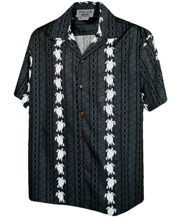 Uni Turtle Panel Black   Aloha Shirt Short Sleeve Shirt Vacation Hawaiian Outdoor Vacation