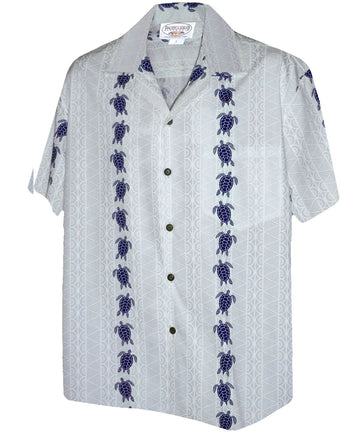Uni Turtle Panel Navy   Aloha Shirt Short Sleeve Shirt Vacation Hawaiian Outdoor Vacation