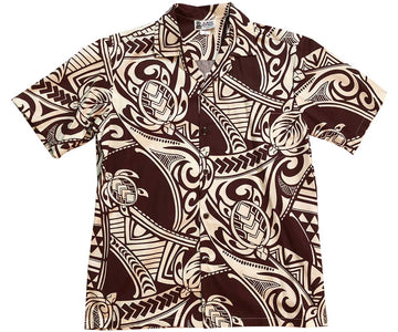 Uni Turtle Tatoo Brown   Aloha Shirt Short Sleeve Shirt Vacation Hawaiian Outdoor Vacation