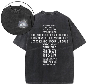 He Is Risen Christian Washed TShirt  