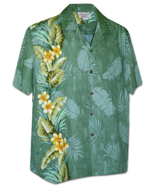 Uni Emerald Plumeria Hawaiian Shirt Aloha Shirt Short Sleeve Shirt Vacation Hawaiian Outdoor Vacation Hawaiian Shirt