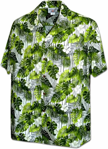 Uni Tropical Blast Green Hawaiian Shirt Aloha Shirt Short Sleeve Shirt Vacation Hawaiian Outdoor Vacation Hawaiian Shirt