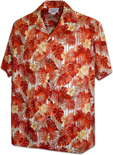 Uni Tropical Blast Orange Hawaiian Shirt Aloha Shirt Short Sleeve Shirt Vacation Hawaiian Outdoor Vacation Hawaiian Shirt