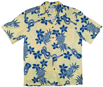 Uni Ukulele Yellow Hawaiian Shirt Aloha Shirt Short Sleeve Shirt Vacation Hawaiian Outdoor Vacation Hawaiian Shirt