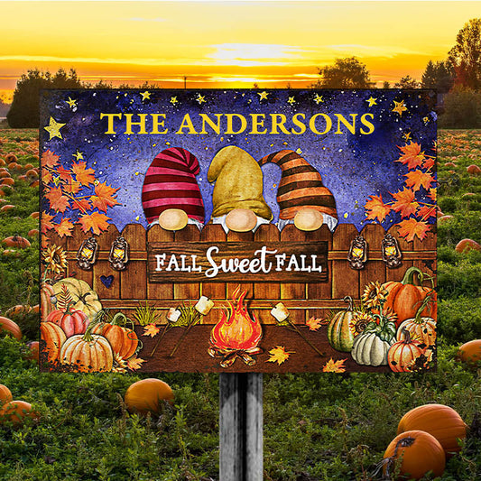 Autumn Gnomes Fall Sweet Fall Custom Classic Metal Signs, Yard Sign, Fall Gift, Fall Decor