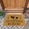 Uni Chicken Life Is Better On The Farm Custom Name Coir Doormat