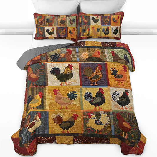 Uni All Season Quilt 3-Piece Set Country Farm Chicken