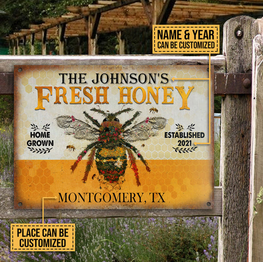 Personalized Honey Bee Fresh Customized Classic Metal Signs