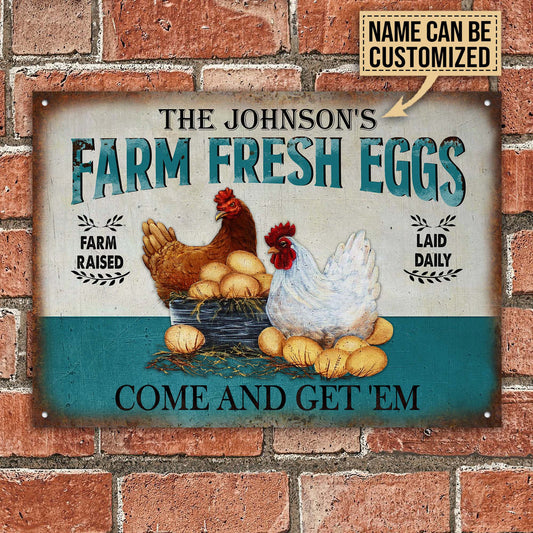 uni Customized Name Farm Raised Laid Daily Turquoise All Printed 3D Metal Sign