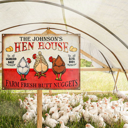 uni Customized Name Farm Chicken Farm Fresh Butt Nuggets Hen House All Printed 3D Metal Sign