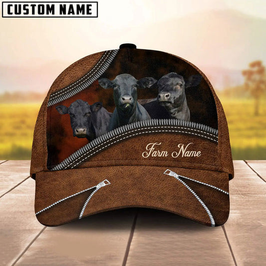 Uni Happiness Black Angus Customized Farm Name 3D Classic Cap