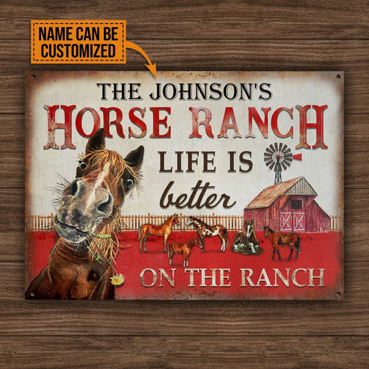 uni Customized Name Horse Ranch Life Better All Printed 3D Metal Sign
