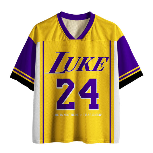 UniJames Luke 24 He Is Rizzin Yellow Christian Mesh Jersey
