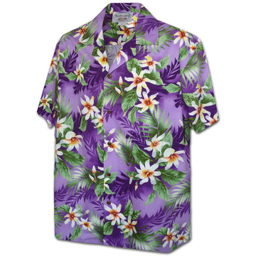 Uni Lavender Bloom Hawaiian Shirt Aloha Shirt Short Sleeve Shirt Vacation Hawaiian Outdoor Vacation Hawaiian Shirt