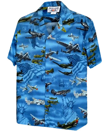 Uni Liberty Wings Blue Hawaiian Shirt Aloha Shirt Short Sleeve Shirt Vacation Hawaiian Outdoor Vacation Hawaiian Shirt