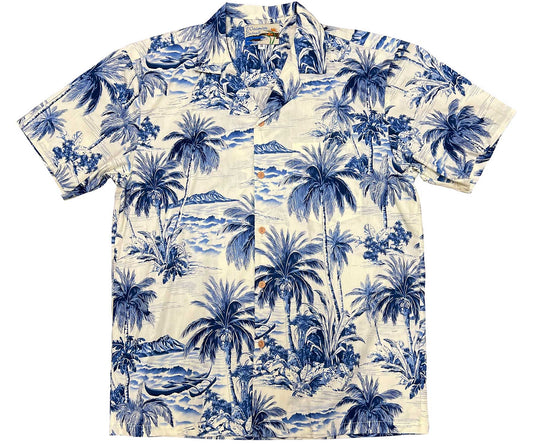 Uni Coconut Coast Blue Hawaiian Shirt Aloha Shirt Short Sleeve Shirt Vacation Hawaiian Outdoor Vacation Hawaiian Shirt