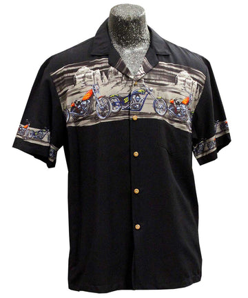 Uni Desert Rider Black Hawaiian Shirt Aloha Shirt Short Sleeve Shirt Vacation Hawaiian Outdoor Vacation Hawaiian Shirt
