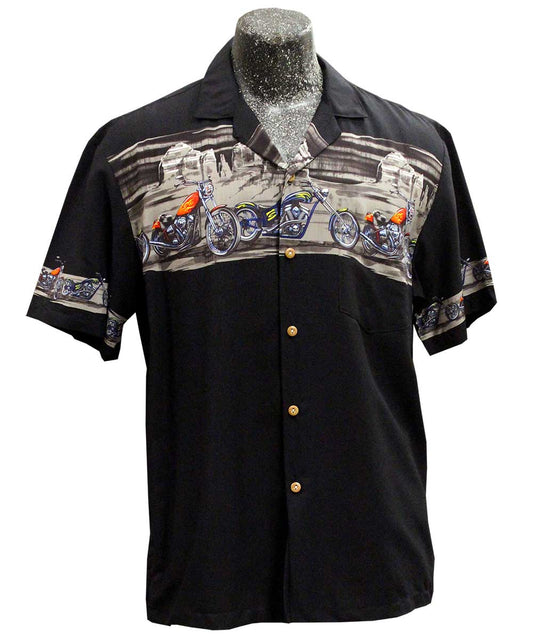 Uni Desert Rider Black Hawaiian Shirt Aloha Shirt Short Sleeve Shirt Vacation Hawaiian Outdoor Vacation Hawaiian Shirt