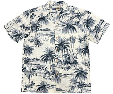 Uni Waikiki Beach Charcoal Hawaiian Shirt Aloha Shirt Short Sleeve Shirt Vacation Hawaiian Outdoor Vacation Hawaiian Shirt