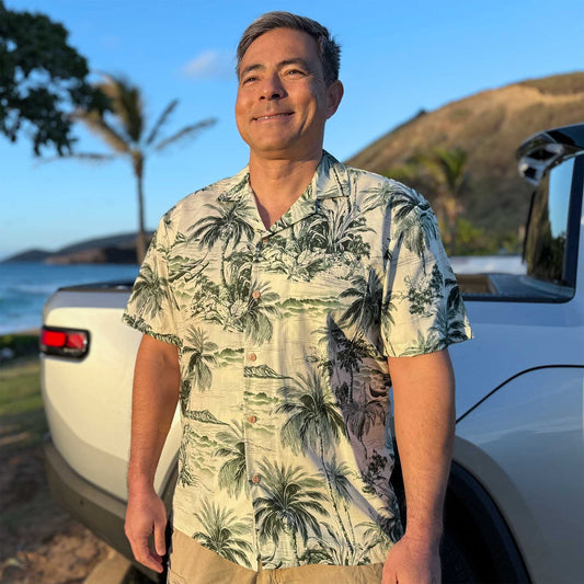 Uni Emerald Palms Hawaiian Shirt Aloha Shirt Short Sleeve Shirt Vacation Hawaiian Outdoor Vacation Hawaiian Shirt