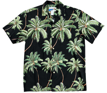 Uni Palms Black Hawaiian Shirt Aloha Shirt Short Sleeve Shirt Vacation Hawaiian Outdoor Vacation Hawaiian Shirt