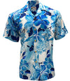 Uni Watercolor Hibiscus Blue Hawaiian Shirt Aloha Shirt Short Sleeve Shirt Vacation Hawaiian Outdoor Vacation Hawaiian Shirt