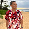 Uni Watercolor Hibiscus Red Hawaiian Shirt Aloha Shirt Short Sleeve Shirt Vacation Hawaiian Outdoor Vacation Hawaiian Shirt