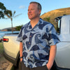 Uni Waves Navy Hawaiian Shirt Aloha Shirt Short Sleeve Shirt Vacation Hawaiian Outdoor Vacation Hawaiian Shirt
