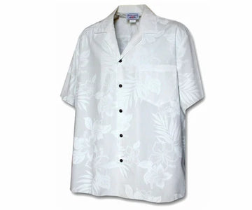 Uni White Floral Bliss Hawaiian Shirt Aloha Shirt Short Sleeve Shirt Vacation Hawaiian Outdoor Vacation Hawaiian Shirt