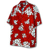 Uni Crimson Hibiscus Hawaiian Shirt Aloha Shirt Short Sleeve Shirt Vacation Hawaiian Outdoor Vacation Hawaiian Shirt