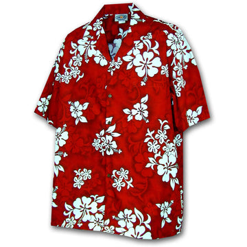 Uni Crimson Hibiscus Hawaiian Shirt Aloha Shirt Short Sleeve Shirt Vacation Hawaiian Outdoor Vacation Hawaiian Shirt
