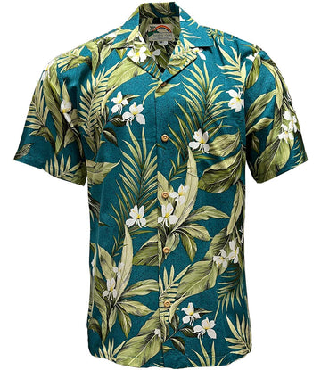 Uni Teal Tropical Hawaiian Shirt Aloha Shirt Short Sleeve Shirt Vacation Hawaiian Outdoor Vacation Hawaiian Shirt
