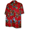 Uni Parrot Paradise Red Hawaiian Shirt Aloha Shirt Short Sleeve Shirt Vacation Hawaiian Outdoor Vacation Hawaiian Shirt