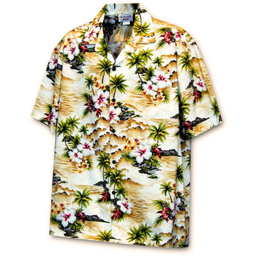 Uni Diamond Head Beach Maize   Aloha Shirt Short Sleeve Shirt Vacation Hawaiian Outdoor Vacation