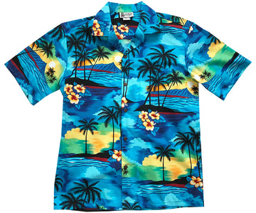 Uni Diamond Head Dusk Blue Hawaiian Shirt Aloha Shirt Short Sleeve Shirt Vacation Hawaiian Outdoor Vacation Hawaiian Shirt