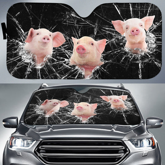 Uni Pig Broken Glasses 3D Sun Shade