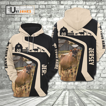 Uni Jersey Black White Custom Name 3D Hoodie