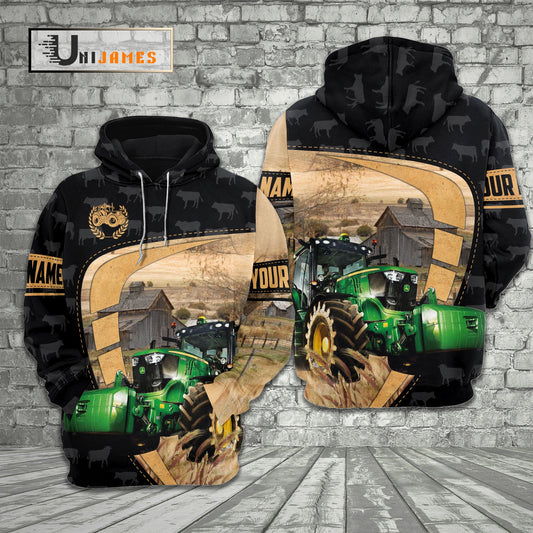 Uni Tractor Yellow Black Customized Name 3D Hoodie