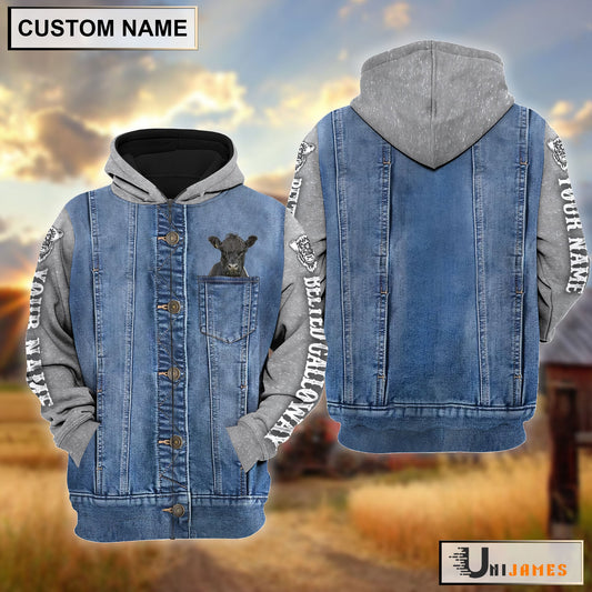 Uni Belted Galloway Jean Pocket Pattern Personalized Hoodie