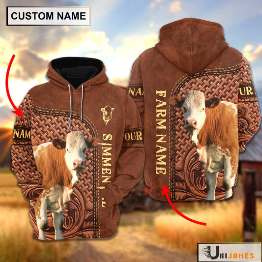 Uni Simmental Cattle Farming Life Personalized Name & Farm Name Hoodie