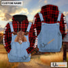 Uni Red Angus Red Jeans Pattern Personalized Name 3D Hoodie