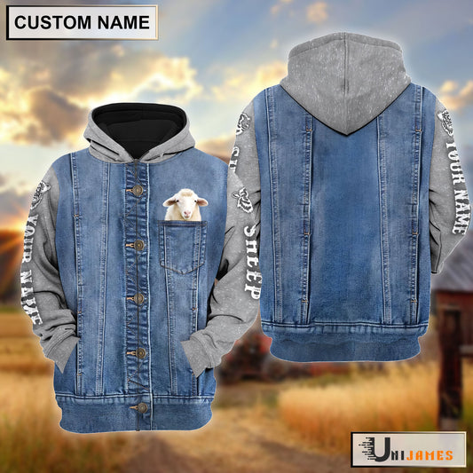 Uni Sheep Jean Pocket Pattern Personalized Hoodie