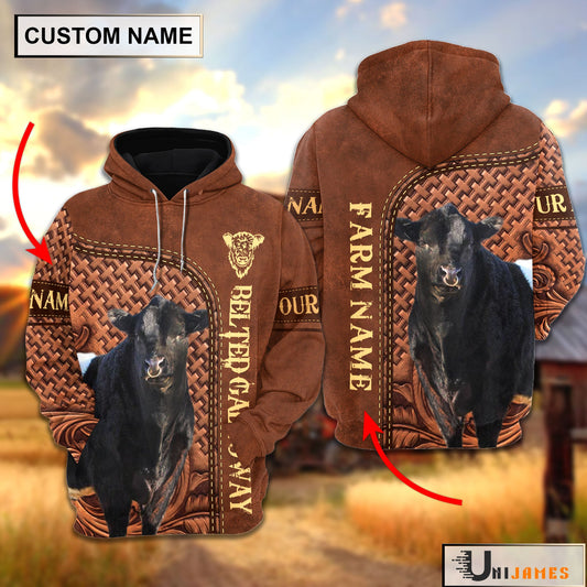 Uni Belted Galloway Cattle Farming Life Personalized Name & Farm Name Hoodie