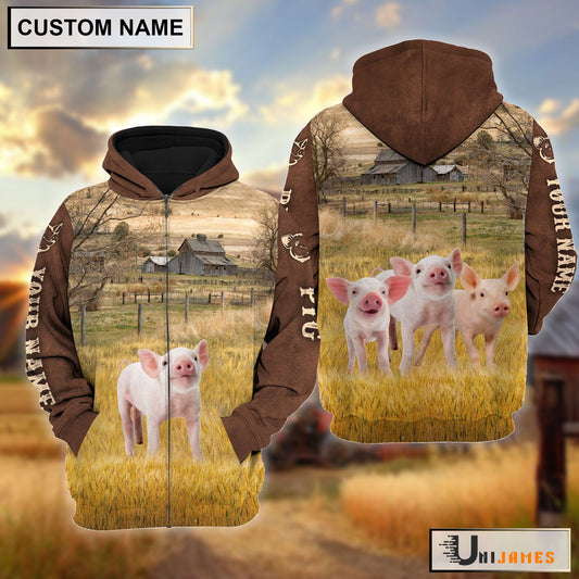 Uni Pig Brown Sleeve Personalized Hoodie