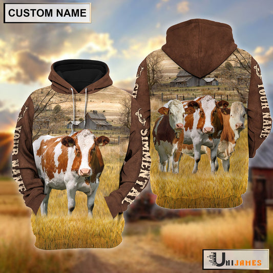 Uni Simmental Brown Sleeve Personalized Hoodie