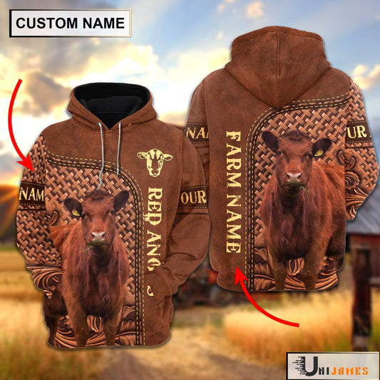 Uni Red Angus Cattle Farming Life Personalized Name & Farm Name Hoodie